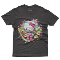 Hello kitty tee shirt - Spring cute funny graphic tees - Unisex novelty cotton t shirt Black