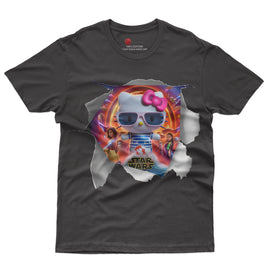 Hello kitty tee shirt - Star Wars movie cute funny graphic tees - Unisex novelty cotton t shirt Black