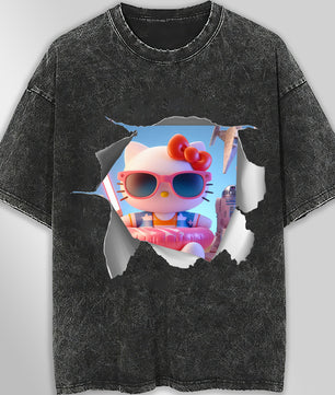 Hello kitty tee shirt - Star Wars movie cute funny graphic tees - Unisex wide sleeve style - Lusy Store LLC