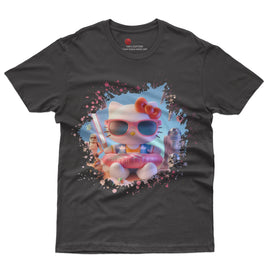Hello kitty tee shirt - Starwars cute graphic tees - Unisex novelty cotton t shirt Black