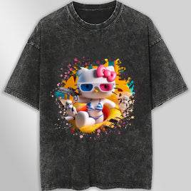 Hello kitty tee shirt - Starwars funny graphic tees - Unisex wide sleeve style Dark Gray
