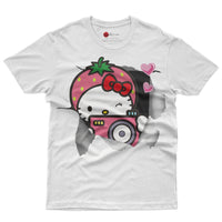 Hello kitty tee shirt - Strawberry hello kitty cute funny graphic tees - Unisex novelty cotton t shirt White