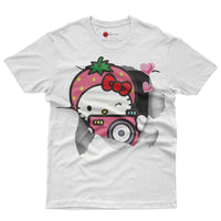 Hello kitty tee shirt - Strawberry hello kitty cute funny graphic tees - Unisex novelty cotton t shirt - Lusy Store LLC
