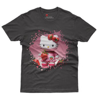 Hello kitty tee shirt - Strawberry Hello Kitty cute funny graphic tees - Unisex novelty cotton t shirt Black