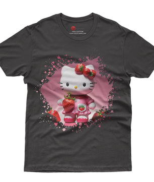 Hello kitty tee shirt - Strawberry Hello Kitty cute funny graphic tees - Unisex novelty cotton t shirt - Lusy Store LLC