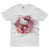 Hello kitty tee shirt - Strawberry Hello Kitty cute funny graphic tees - Unisex novelty cotton t shirt - Lusy Store LLC