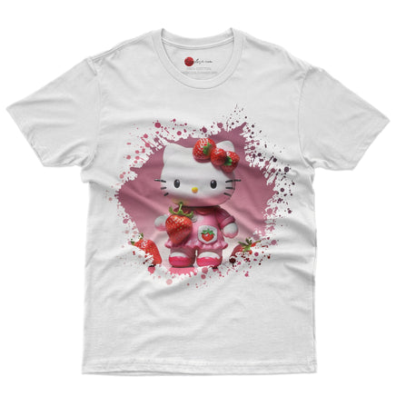 Hello kitty tee shirt - Strawberry Hello Kitty cute funny graphic tees - Unisex novelty cotton t shirt - Lusy Store LLC
