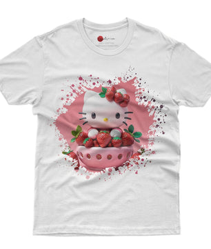 Hello kitty tee shirt - Strawberry Hello Kitty cute funny graphic tees - Unisex novelty cotton t shirt - Lusy Store LLC