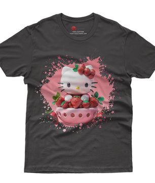 Hello kitty tee shirt - Strawberry Hello Kitty cute funny graphic tees - Unisex novelty cotton t shirt - Lusy Store LLC