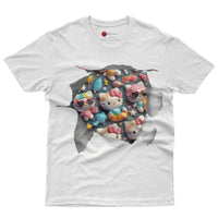 Hello kitty tee shirt - Summer cute funny graphic tees - Unisex novelty cotton t shirt White