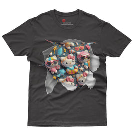 Hello kitty tee shirt - Summer cute funny graphic tees - Unisex novelty cotton t shirt Black
