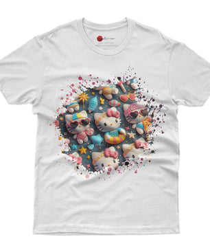 Hello kitty tee shirt - Summer cute graphic tees - Unisex novelty cotton t shirt - Lusy Store LLC