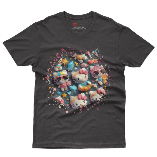 Hello kitty tee shirt - Summer cute graphic tees - Unisex novelty cotton t shirt - Lusy Store LLC