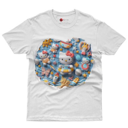 Hello kitty tee shirt - Summer funny graphic tees - Unisex novelty cotton t shirt White
