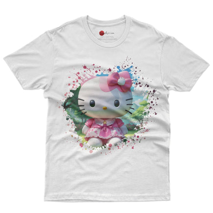 Hello kitty tee shirt - Summer funny graphic tees - Unisex novelty cotton t shirt White