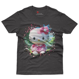 Hello kitty tee shirt - Summer funny graphic tees - Unisex novelty cotton t shirt Black