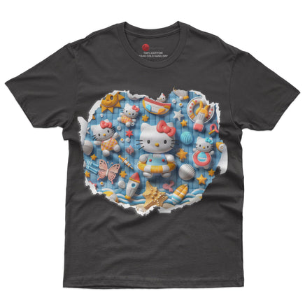 Hello kitty tee shirt - Summer funny graphic tees - Unisex novelty cotton t shirt - Lusy Store LLC