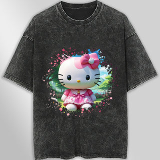Hello kitty tee shirt - Summer funny graphic tees - Unisex wide sleeve style - Lusy Store LLC
