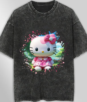 Hello kitty tee shirt - Summer funny graphic tees - Unisex wide sleeve style - Lusy Store LLC