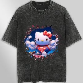 Hello kitty tee shirt - Supperman cute graphic tees - Unisex wide sleeve style - Lusy Store LLC