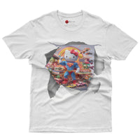 Hello kitty tee shirt - Supperman funny graphic tees - Unisex novelty cotton t shirt White