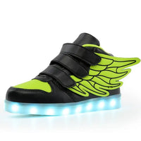 Fashion Shoes Kids Led Glowing Sneakers Yellow Green + Black Size 28