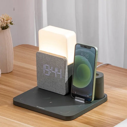 LED Light Bedside Lamp Qi Wireless Charger Dock Green