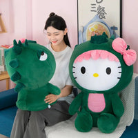 Kawaii Hello Kitty Dinosaur Plush Toy Cartoon Decoration Sleeping Throw Pillow Gift - Lusy Store LLC