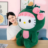 Kawaii Hello Kitty Dinosaur Plush Toy Cartoon Decoration Sleeping Throw Pillow Gift - Lusy Store LLC