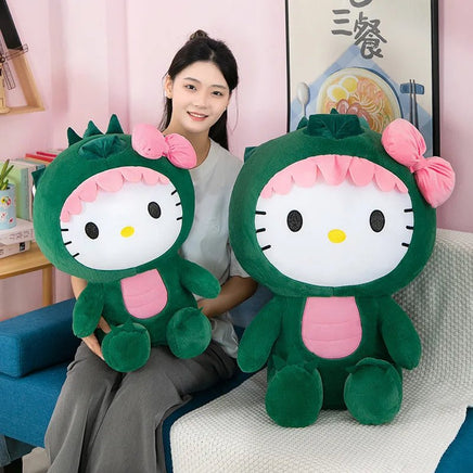 Kawaii Hello Kitty Dinosaur Plush Toy Cartoon Decoration Sleeping Throw Pillow Gift - Lusy Store LLC