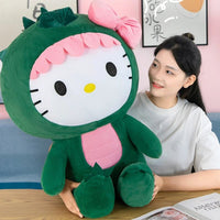 Kawaii Hello Kitty Dinosaur Plush Toy Cartoon Decoration Sleeping Throw Pillow Gift - Lusy Store LLC
