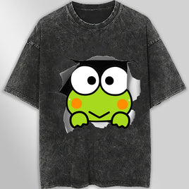 Keroppi tee shirt - Cute funny graphic tees - Unisex wide sleeve style Dark Gray