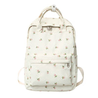 Korean Style Floral Schoolbag for Girls - Cute and Functional Backpack for Junior and Middle School Students Beige