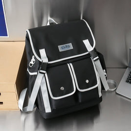 Korean Style Student Schoolbag with Large Capacity and Color Matching Design Black