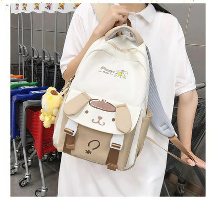 Kuromi Backpack Cute School Bag Anime Shoulder Bag Melody PomPom Purin Bag White 15.7"x10.2"x5.9"