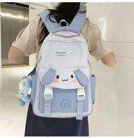 Kuromi Backpack Cute School Bag Anime Shoulder Bag Melody PomPom Purin Bag Blue 15.7"x10.2"x5.9"