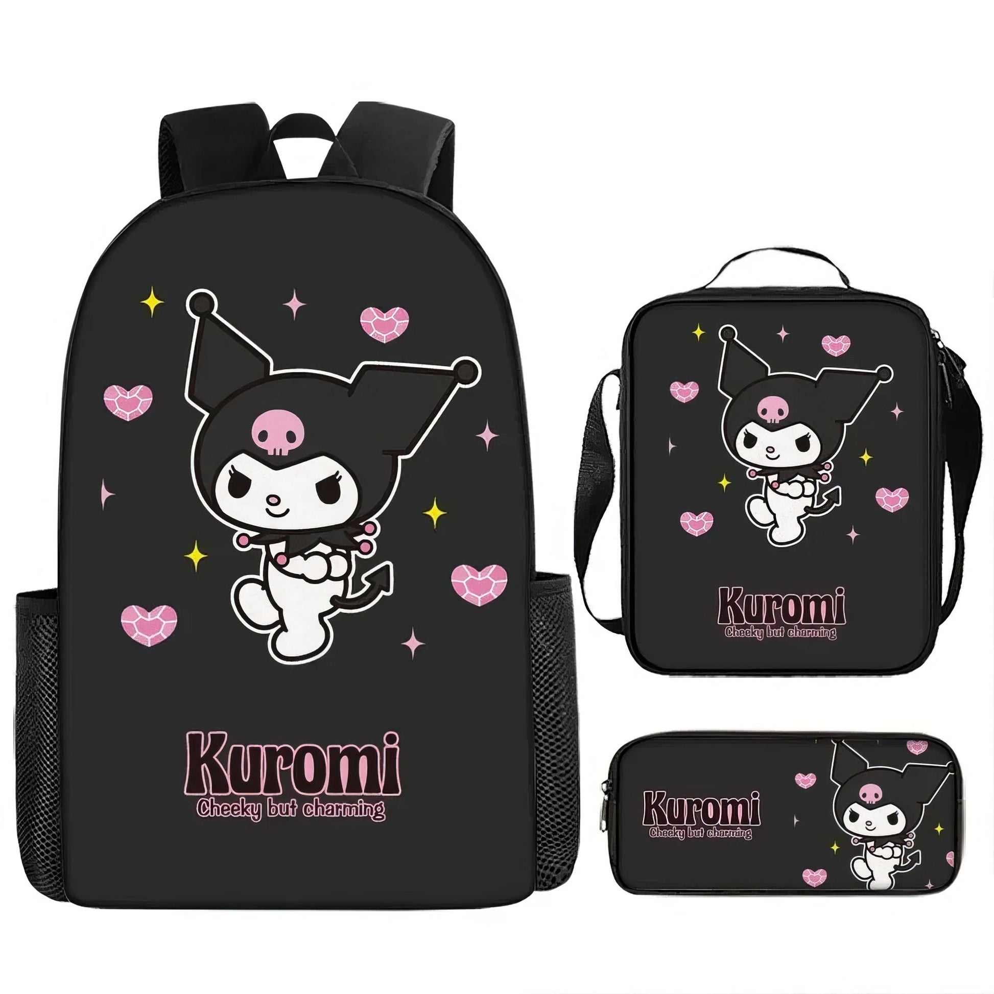 Kuromi Backpack Melody Casual Schoolbag Shoulder Bag Pencil Case - Lusy Store LLC