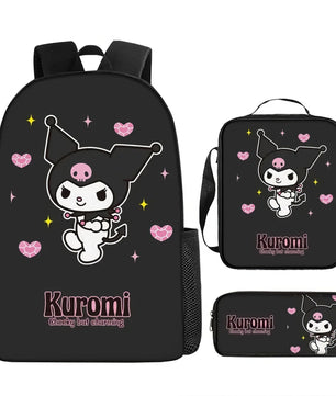 Kuromi Backpack Melody Casual Schoolbag Shoulder Bag Pencil Case - Lusy Store LLC