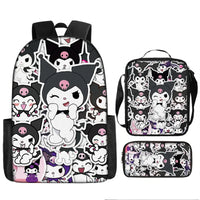 Kuromi Backpack Melody Casual Schoolbag Shoulder Bag Pencil Case 6 3pcs