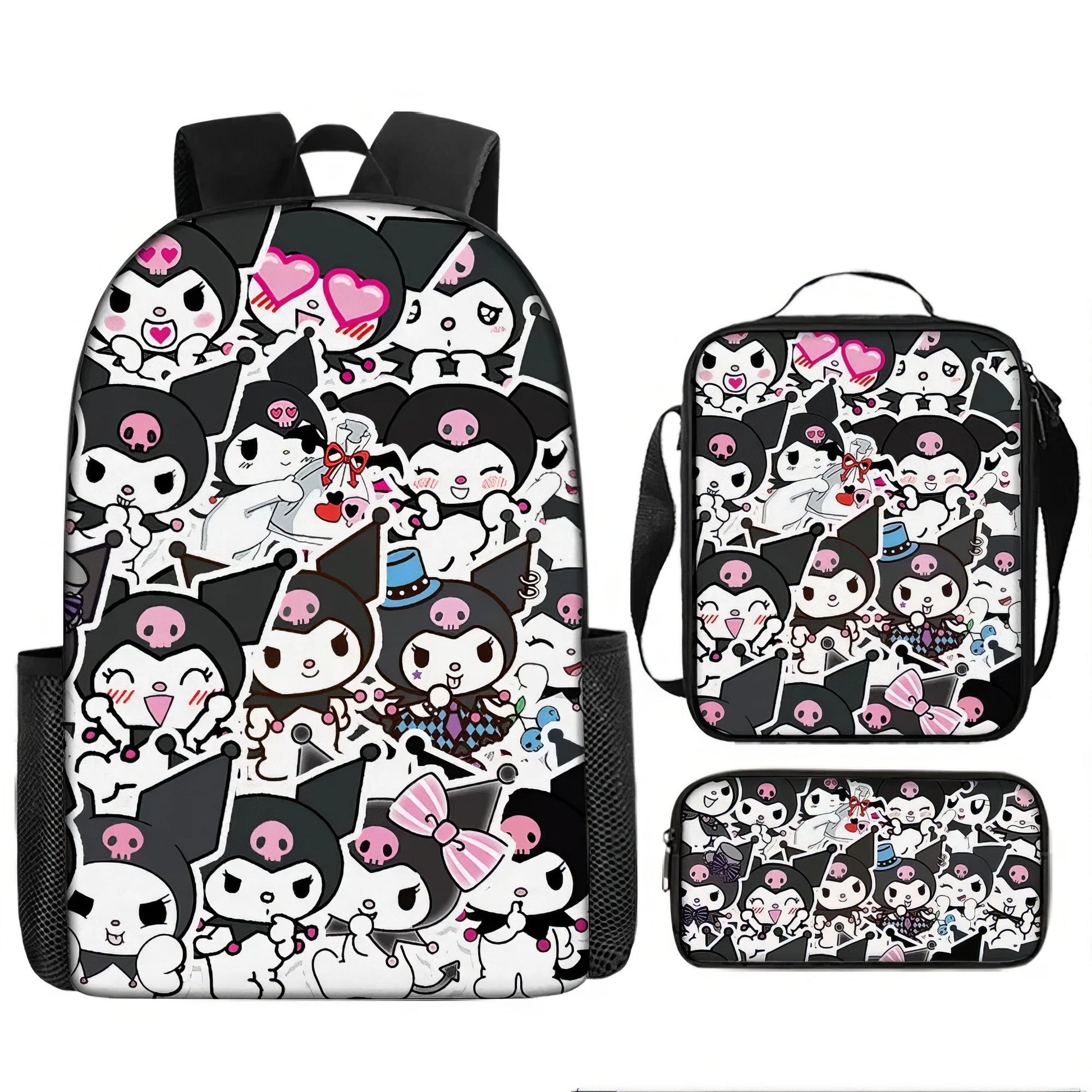 Kuromi Backpack Melody Casual Schoolbag Shoulder Bag Pencil Case - Lusy Store LLC