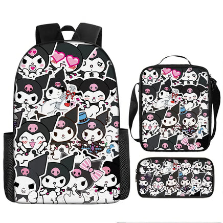Kuromi Backpack Melody Casual Schoolbag Shoulder Bag Pencil Case 11 3pcs