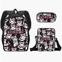 Kuromi Backpack Melody Casual Schoolbag Shoulder Bag Pencil Case 20 3pcs