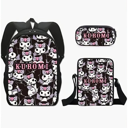Kuromi Backpack Melody Casual Schoolbag Shoulder Bag Pencil Case 20 3pcs