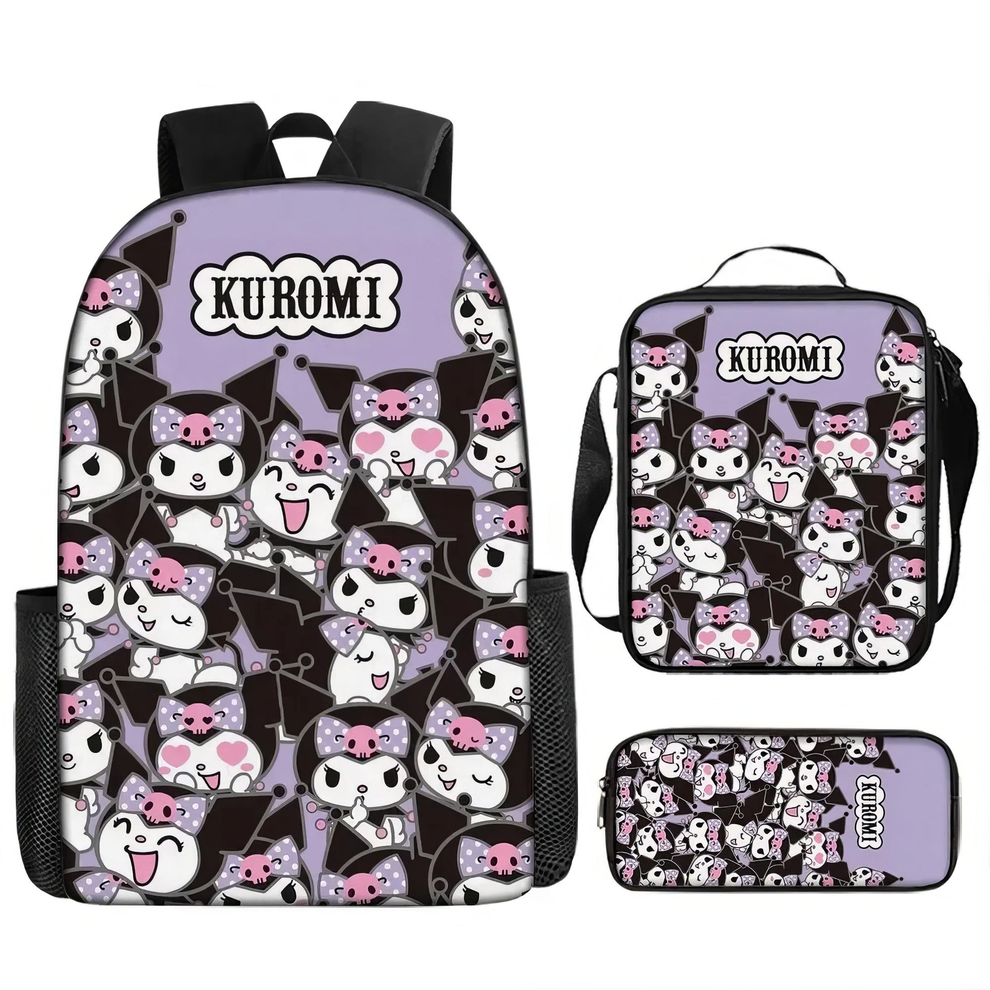 Kuromi Backpack Melody Casual Schoolbag Shoulder Bag Pencil Case - Lusy Store LLC