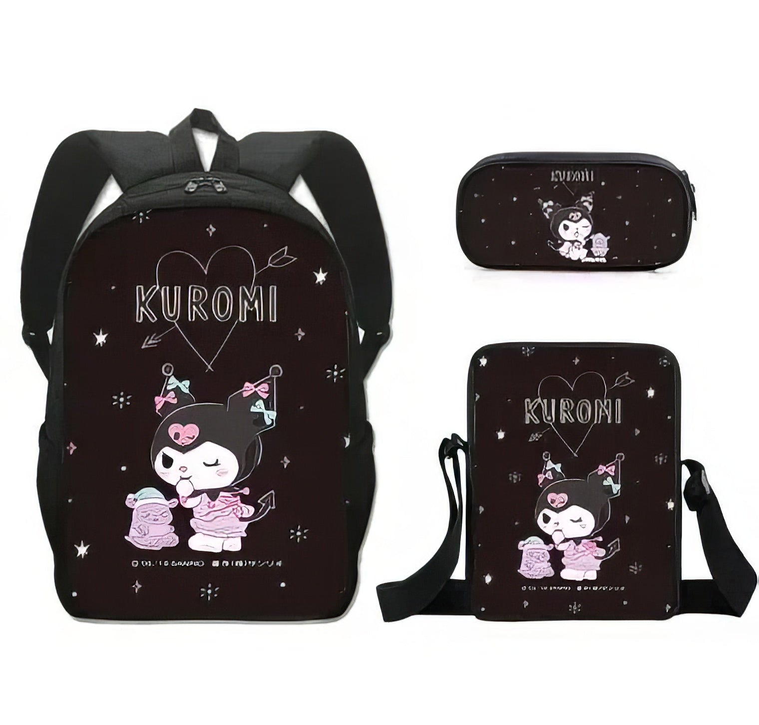 Kuromi Backpack Melody Casual Schoolbag Shoulder Bag Pencil Case - Lusy Store LLC