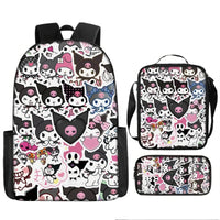 Kuromi Backpack Melody Casual Schoolbag Shoulder Bag Pencil Case 5 3pcs