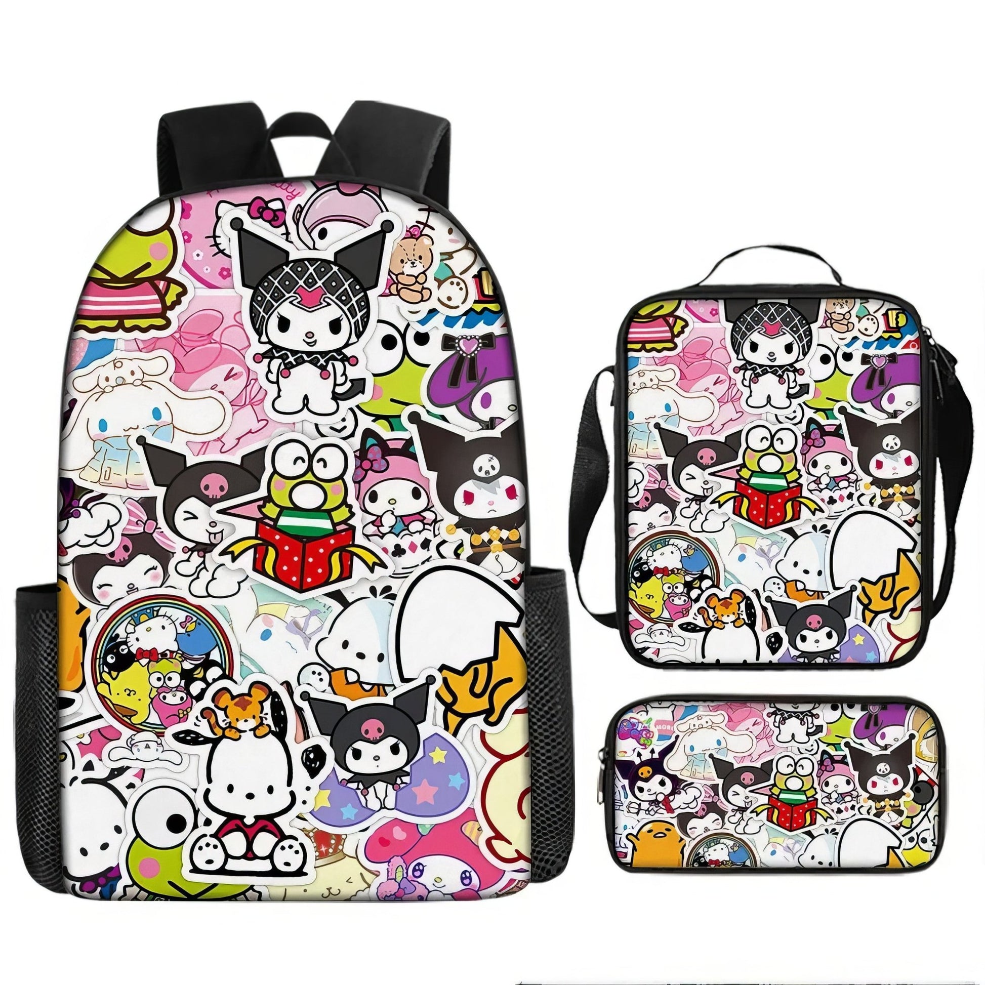 Kuromi Backpack Melody Casual Schoolbag Shoulder Bag Pencil Case - Lusy Store LLC