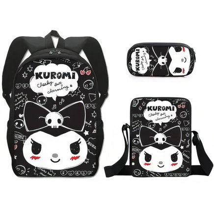 Kuromi Backpack Melody Casual Schoolbag Shoulder Bag Pencil Case 24 3pcs