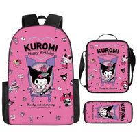 Kuromi Backpack Melody Casual Schoolbag Shoulder Bag Pencil Case 13 3pcs