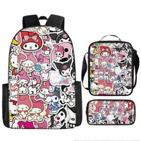 Kuromi Backpack Melody Casual Schoolbag Shoulder Bag Pencil Case 9 3pcs